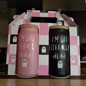 Prima Design Glass Tumblers Bamboo Lid Glass Straw, I'm Like Literally D…